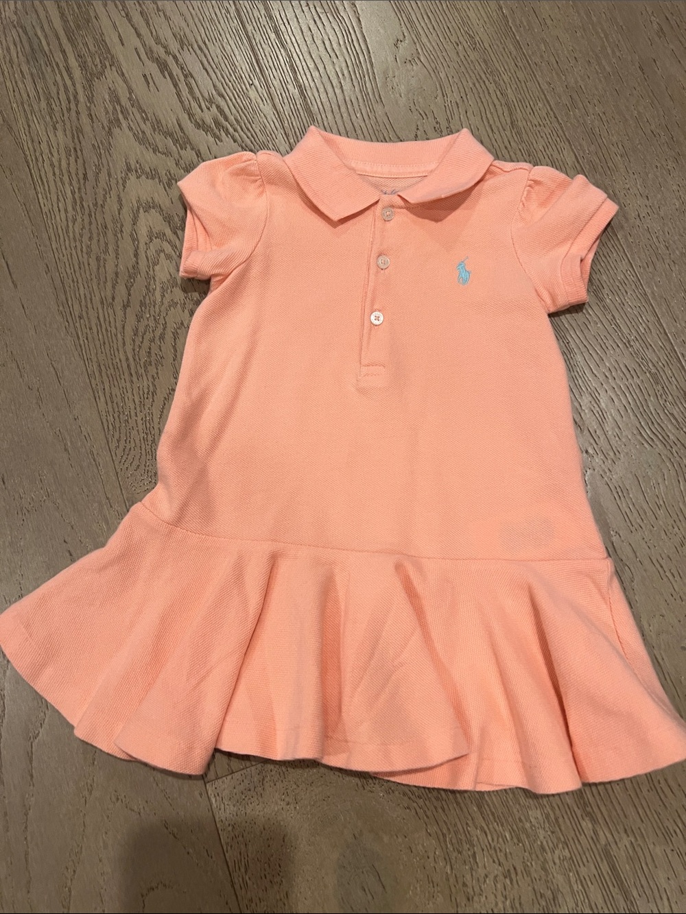 Ralph Lauren 100% Cotton Coral Peach Polo baby Dress